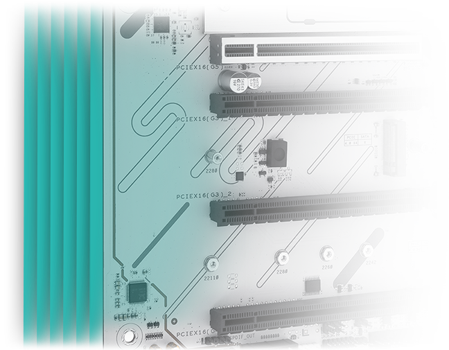 The B650E MAX GAMING WIFI W motherboard features Six-Layer PCB Design.